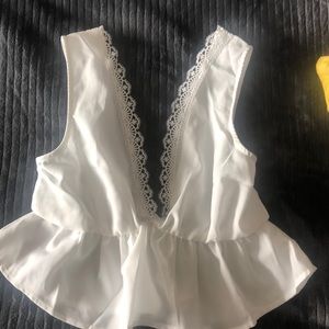 Off white deep V top